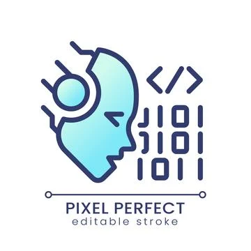 AI codes pixel perfect color gradient icon Stock Illustration