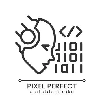 AI codes pixel perfect linear icon Stock Illustration