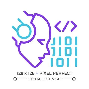 AI codes two color line icon 库存插图
