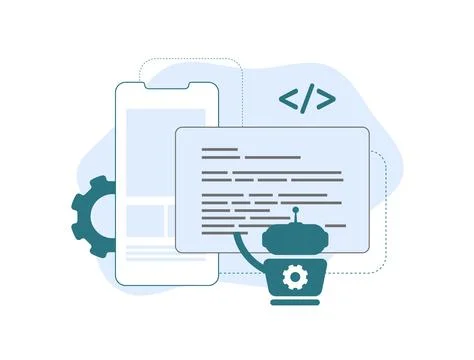 AI Coding Assistant Tools concept. Built generative AI-Powered mobile app. AI 스톡 일러스트