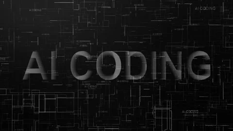 AI coding text technology data line animation black white Stock Footage 259671409