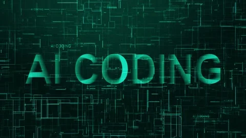 AI coding text technology data line animation cyan Stock Footage 259671410
