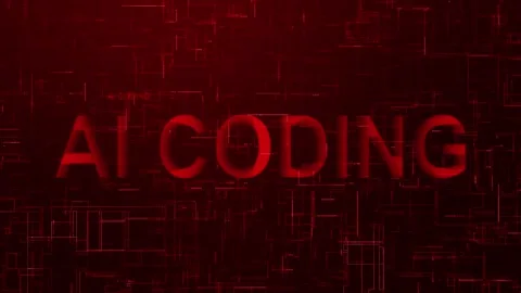 AI coding text technology data line animation red Stock Footage 259671432