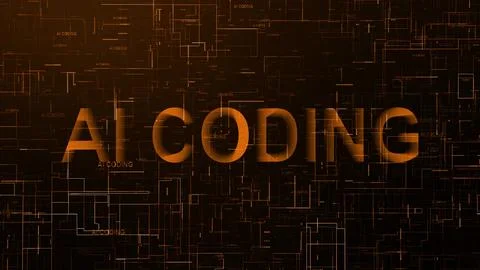 AI coding text technology data line brown color Stock Illustration