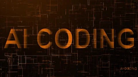 AI coding text technology data line brown Stock Illustration