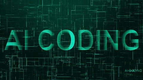 AI coding text technology data line cyan color Stock Illustration