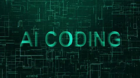 AI coding text technology data line cyan Stock Illustration