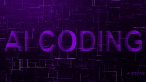 AI coding text technology data line purple color Stock Illustration