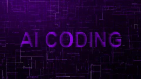 AI coding text technology data line purple Stock Illustration
