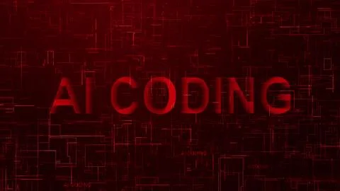 AI coding text technology data line red Stock Illustration