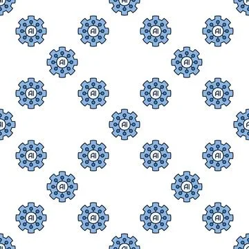 AI Cog Wheel vector Artificial Intelligence Cog wheel colored seamless patt.. Stock Illustration