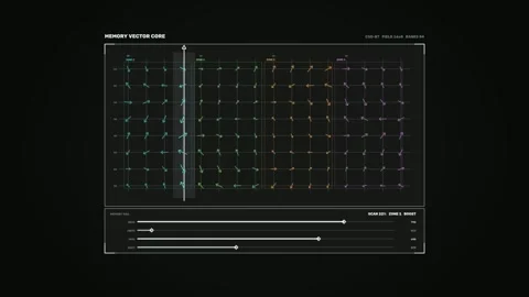 AI Computational Status Display with Vector Memory Grid Stock Footage 342117250