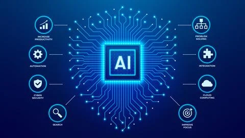 AI computer chip concept 스톡 일러스트