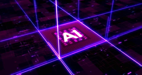 AI Computer Chip. CPU Transmitting Glowing High Speed Data. Stock Footage 236549768