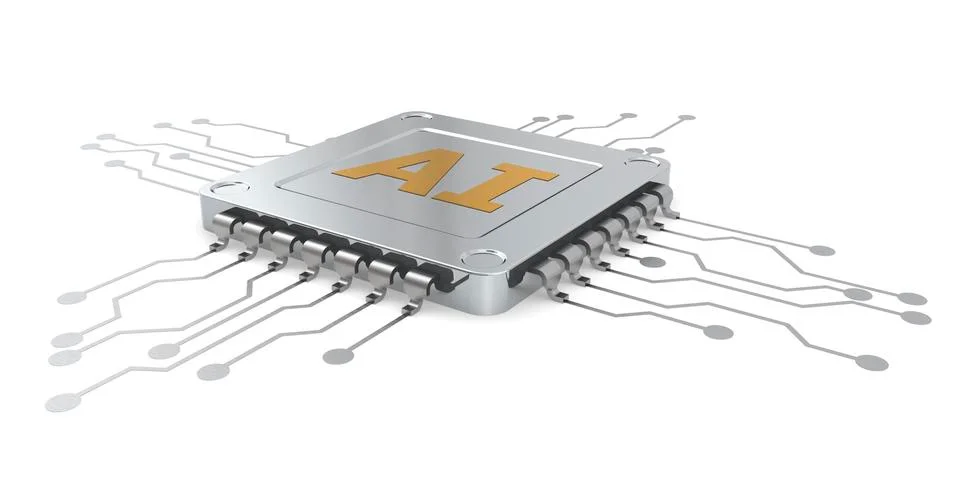 AI computer chip isolated on white background Stockillustratie