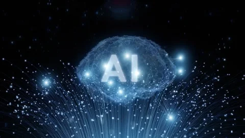 AI computer data cyberspace network loop animation Stock Footage 343609932