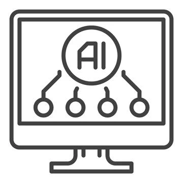 AI on Computer Display vector Artificial Intelligence Online Technology thi.. 스톡 일러스트