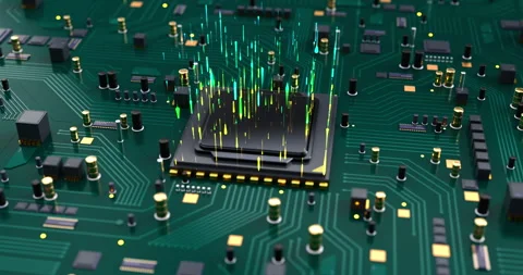 AI Computer Processor 3D Animation. Data Transferring. AI Technology. Stock Footage 264527103