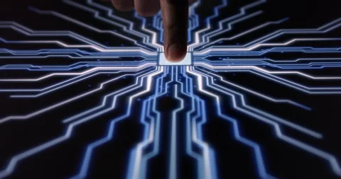 AI Computer Scanning Fingerprint To Activate Digital Process Stock Footage 149288046