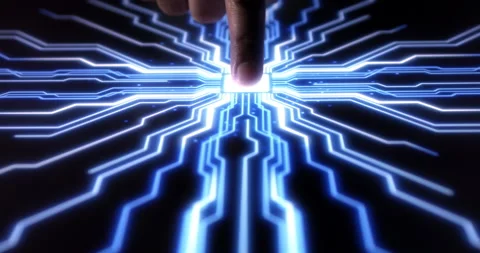 AI Computer Scanning Fingerprint To Activate Digital Process Stock Footage 149724943