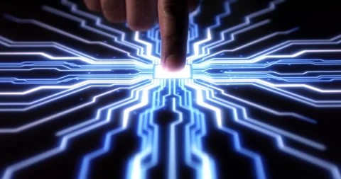 AI Computer Scanning Fingerprint To Activate Digital Process Stock Footage 149737304
