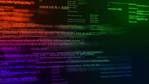 AI computer technology network hacker program code screen scrolling Stock Footage 146941532