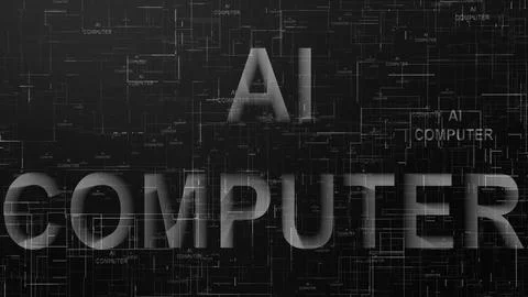AI computer text technology data line black and white Stock Illustration