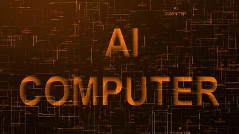 AI computer text technology data line brown color Stock Illustration