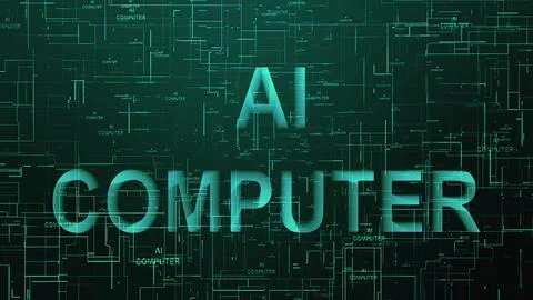 AI computer text technology data line cyan color Stock Illustration