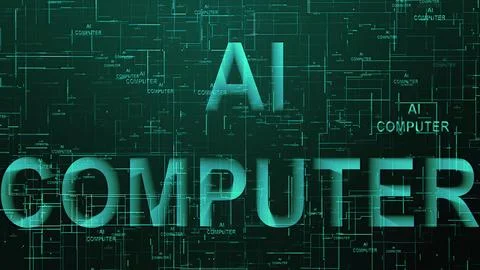 AI computer text technology data line cyan 스톡 일러스트