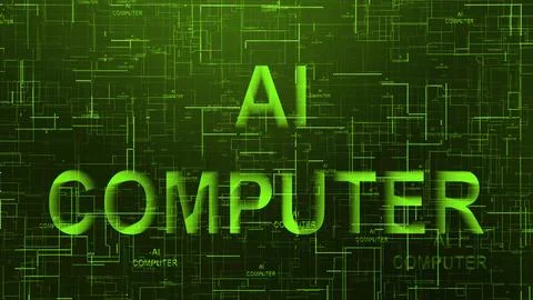 AI computer text technology data line green color Illustrazione stock