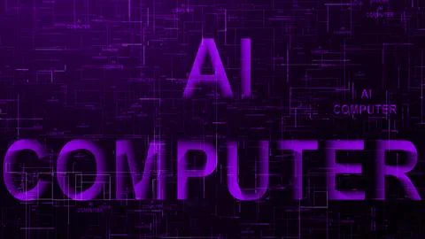 AI computer text technology data line purple Stock Illustration