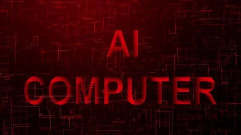 AI computer text technology data line red color Stock Illustration