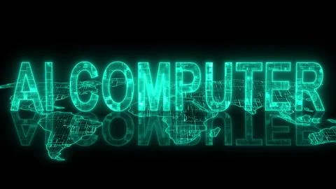 AI computer text technology earth map glowing cyan Ilustración de archivo