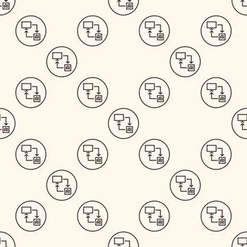 AI Computer vector Artificial Intelligence PC round seamless pattern in thi.. 스톡 일러스트