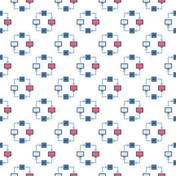 AI Computers connected with Arrows vector Artificial Intelligence colored s.. イラスト素材