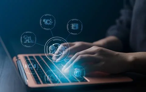 Ai, the concept of artificial intelligence use analytics, automation, Stock Photos