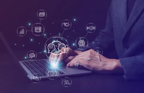 Ai, the concept of artificial intelligence use analytics, automation, Stock Photos