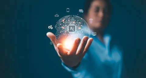 Ai, the concept of artificial intelligence use analytics, automation, and a.. Stock Photos