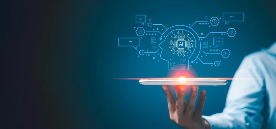 Ai, the concept of artificial intelligence use analytics, automation, and a.. Stock Photos