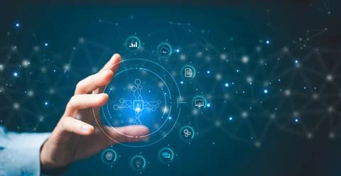 Ai, the concept of artificial intelligence use analytics, automation, and a.. Stock Photos