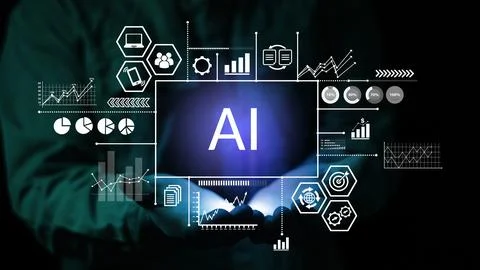 AI concept of big data , Machine learning, Big data network and innovation f Stock Photos
