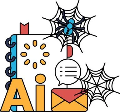AI concept blends with spiders and web Stock Illustration