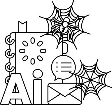 AI concept blends with spiders and web Illustrazione stock