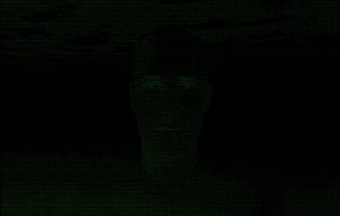 AI concept of human face generated out of code Stock-Fotos