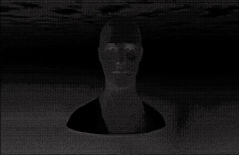 AI concept of human face generated out of code Photos