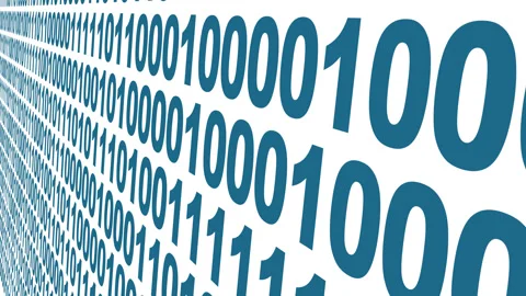 Ai concept lines of binary code on white background representing artificial Stock Footage 260481040