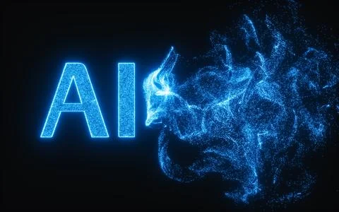 AI concept, logo of AI, 3d rendering. 스톡 일러스트
