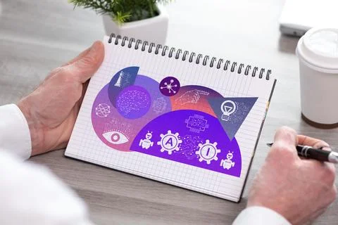 Ai concept on a notepad Stock Photos