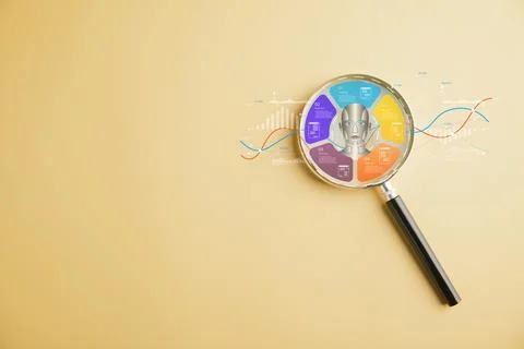 Ai concept shows artificial intelligence innovation through a magnifying gl.. 스톡 사진
